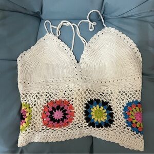 Handmade Crochet Halter Top Fits size L/XL
